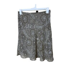 Vintage Compagnie Internationale Express Paisley Midi‎ Skirt Taupe Gray Size M